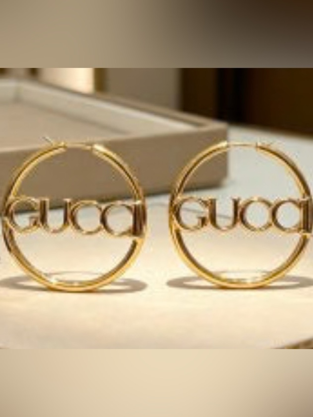 18kt Gold Plated Hoop Earrings with Signature Double G Detail